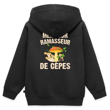 Meilleur Ramasseur De Cèpes Champignon Cadeau Cèpe - Sweat Premium à capuche zippé enfant bio - noir - Dos - AI Model Kid Male (0cm)