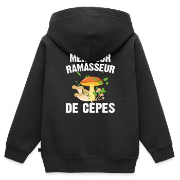 Meilleur Ramasseur De Cèpes Champignon Cadeau Cèpe - Sweat Premium à capuche zippé enfant bio - noir - Dos - AI Model Kid Male (0cm)