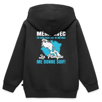 La Plongée Me Donne Soif Mer Cadeau Plongeur Apnée - Sweat Premium à capuche zippé enfant bio - noir - Dos - AI Model Kid Male (0cm)