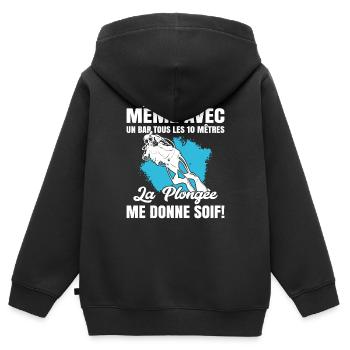 La Plongée Me Donne Soif Mer Cadeau Plongeur Apnée - Sweat Premium à capuche zippé enfant bio - noir - Dos - AI Model Kid Male (0cm)