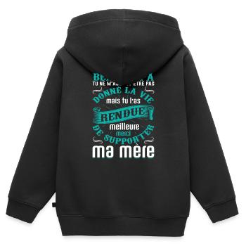 Beau-père Beau Papa Beaupère Beau-papa Amour Bonus - Sweat Premium à capuche zippé enfant bio - noir - Dos - AI Model Kid Male (0cm)