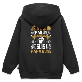 Je Suis Un Papa Bonus Fête Des Pères Anniversaire - Sweat Premium à capuche zippé enfant bio - noir - Dos - AI Model Kid Male (0cm)