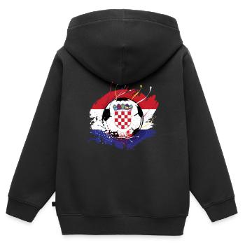 Kroatischer Fußball Kroatien Fahne Grunge Futbol - Kinder Premium Organic Zip Hoodie - Schwarz - Hinten - AI Model Kid Male (0cm)