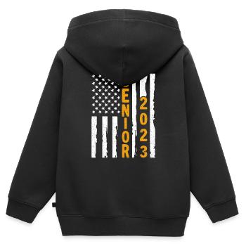 Senior 2023 - Sweat Premium à capuche zippé enfant bio - noir - Dos - AI Model Kid Male (0cm)