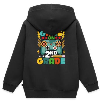 Jeu Sur Le 2ème Grade - Sweat Premium à capuche zippé enfant bio - noir - Dos - AI Model Kid Male (0cm)