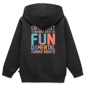 Mädchen wollen nur Menschenrechte haben - Kinder Premium Organic Zip Hoodie - Schwarz - Hinten - AI Model Kid Male (0cm)