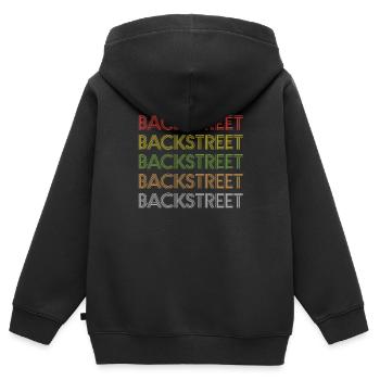 Backstreet - Kinder Premium Organic Zip Hoodie - Schwarz - Hinten - AI Model Kid Male (0cm)