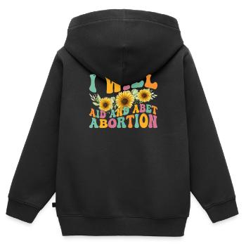 Ich werde helfen und die Abtreibung unterstützen - Kinder Premium Organic Zip Hoodie - Schwarz - Hinten - AI Model Kid Male (0cm)