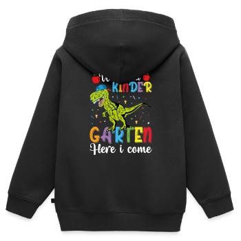 Attention I arrive from kindergarten - Kids Premium Organic Zip-up Hoodie - black - Back - AI Model Kid Male (0cm)