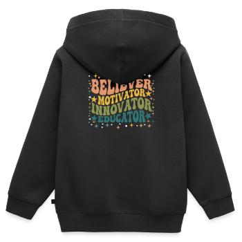 Croyant Motivateur Innovateur Éducateur - Sweat Premium à capuche zippé enfant bio - noir - Dos - AI Model Kid Male (0cm)