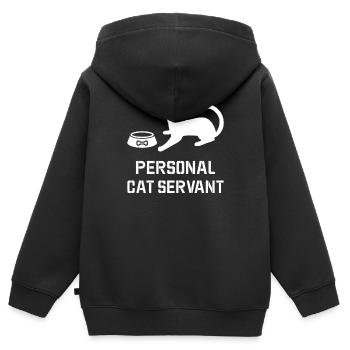 Chat Domestique Personnel - Sweat Premium à capuche zippé enfant bio - noir - Dos - AI Model Kid Male (0cm)