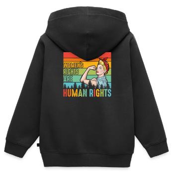 Frauenrechte sind Menschenrechte - Kinder Premium Organic Zip Hoodie - Schwarz - Hinten - AI Model Kid Male (0cm)