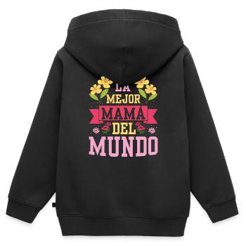 La Meilleure Maman Du Monde - Sweat Premium à capuche zippé enfant bio - noir - Dos - AI Model Kid Male (0cm)