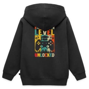 Kindergartenstufe freigeschaltet - Kinder Premium Organic Zip Hoodie - Schwarz - Hinten - AI Model Kid Male (0cm)