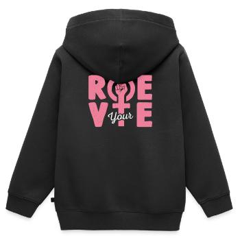 Roe deine Stimme - Kinder Premium Organic Zip Hoodie - Schwarz - Hinten - AI Model Kid Male (0cm)
