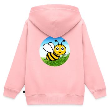 Abeille - Sweat Premium à capuche zippé enfant bio - rose - Dos - AI Model Kid Female (0cm)