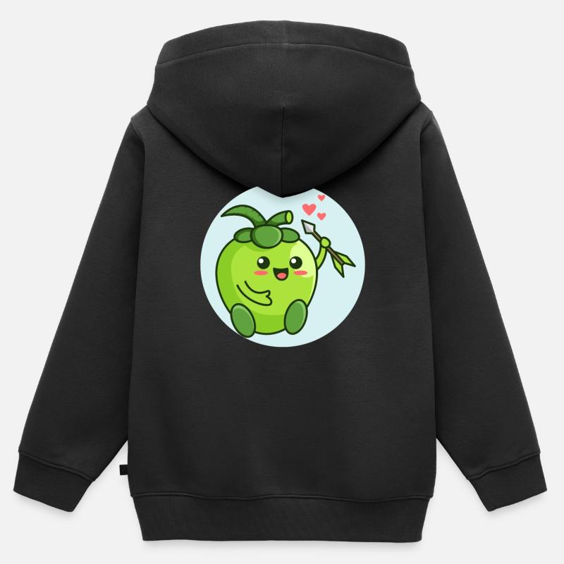 Pomme mignonne bio - Sweat Premium à capuche zippé enfant bio - noir