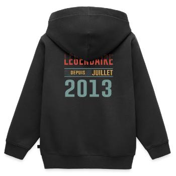 Juillet 2013 Anniversaire Idée Cadeau Vintage - Sweat Premium à capuche zippé enfant bio - noir - Dos - AI Model Kid Male (0cm)