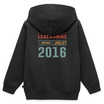 Juillet 2016 Anniversaire Idée Cadeau Vintage - Sweat Premium à capuche zippé enfant bio - noir - Dos - AI Model Kid Male (0cm)