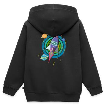Vaisseau spatial fusée Vaisseau spatial - Sweat Premium à capuche zippé enfant bio - noir - Dos - AI Model Kid Male (0cm)
