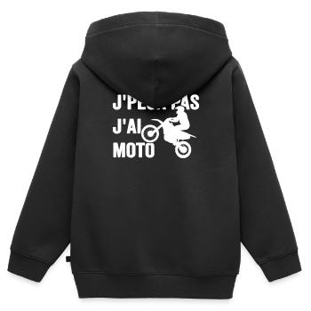 Je Peux Pas J'ai Moto Humour Cadeau Anniversaire - Sweat Premium à capuche zippé enfant bio - noir - Dos - AI Model Kid Male (0cm)