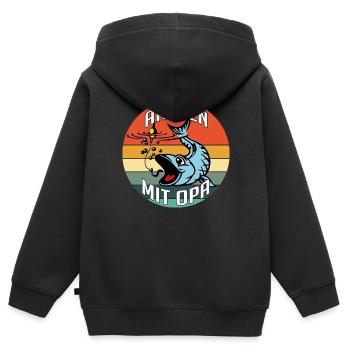 Angeln mit Opa ist am schönsten - Kinder Premium Organic Zip Hoodie - Schwarz - Hinten - AI Model Kid Male (0cm)