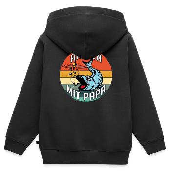 Angeln mit Papa ist am schönsten - Kinder Premium Organic Zip Hoodie - Schwarz - Hinten - AI Model Kid Male (0cm)