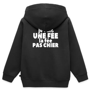 Je Suis Une Fée La Fée Pas Chier - Sweat Premium à capuche zippé enfant bio - noir - Dos - AI Model Kid Male (0cm)