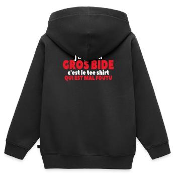 J'ai Pas Un Gros Bide - Sweat Premium à capuche zippé enfant bio - noir - Dos - AI Model Kid Male (0cm)
