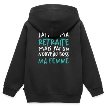 J'ai Pris Ma Retraite - Sweat Premium à capuche zippé enfant bio - noir - Dos - AI Model Kid Male (0cm)