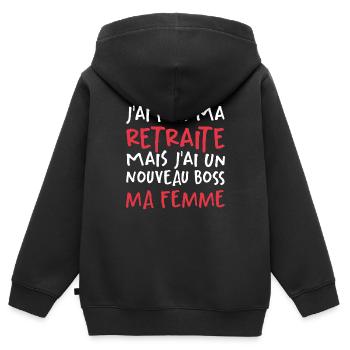 J'ai Pris Ma Retraite - Sweat Premium à capuche zippé enfant bio - noir - Dos - AI Model Kid Male (0cm)