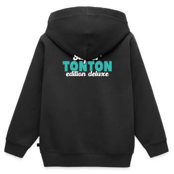 Super Tonton Édition Deluxe - Sweat Premium à capuche zippé enfant bio - noir - Dos - AI Model Kid Male (0cm)