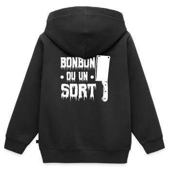 Des bonbons ou un sort !! - Sweat Premium à capuche zippé enfant bio - noir - Dos - AI Model Kid Male (0cm)