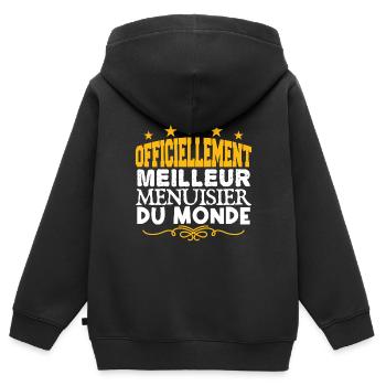 Menuisier | meilleur Menuisier | légende Menuisier - Sweat Premium à capuche zippé enfant bio - noir - Dos - AI Model Kid Male (0cm)