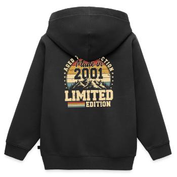 Aged to perfection manufactured in 2001 - Kids Premium Organic Zip-up Hoodie - black - Back - AI Model Kid Male (0cm)
