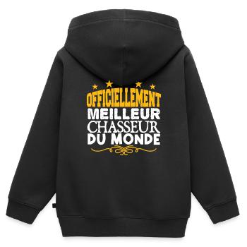 Chasseur | meilleur Chasseur | légende Chasseur - Sweat Premium à capuche zippé enfant bio - noir - Dos - AI Model Kid Male (0cm)