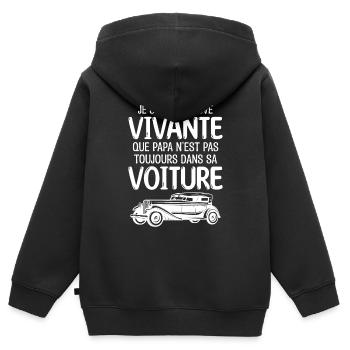 Je suis la preuve que papa t-shirt voiture - Sweat Premium à capuche zippé enfant bio - noir - Dos - AI Model Kid Male (0cm)