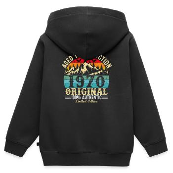 Aged to perfection 1970 original - Kids Premium Organic Zip-up Hoodie - black - Back - AI Model Kid Male (0cm)