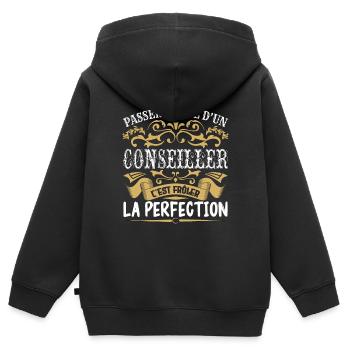 Le Meilleur Conseiller | Conseiller à la perfectio - Sweat Premium à capuche zippé enfant bio - noir - Dos - AI Model Kid Male (0cm)