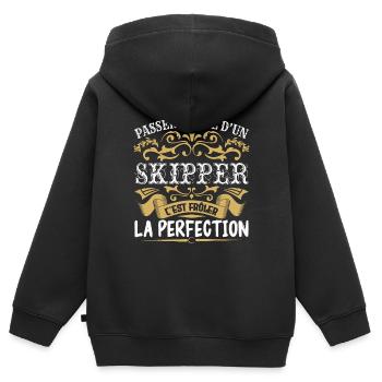 Le Meilleur Skipper | Skipper à la perfection - Sweat Premium à capuche zippé enfant bio - noir - Dos - AI Model Kid Male (0cm)