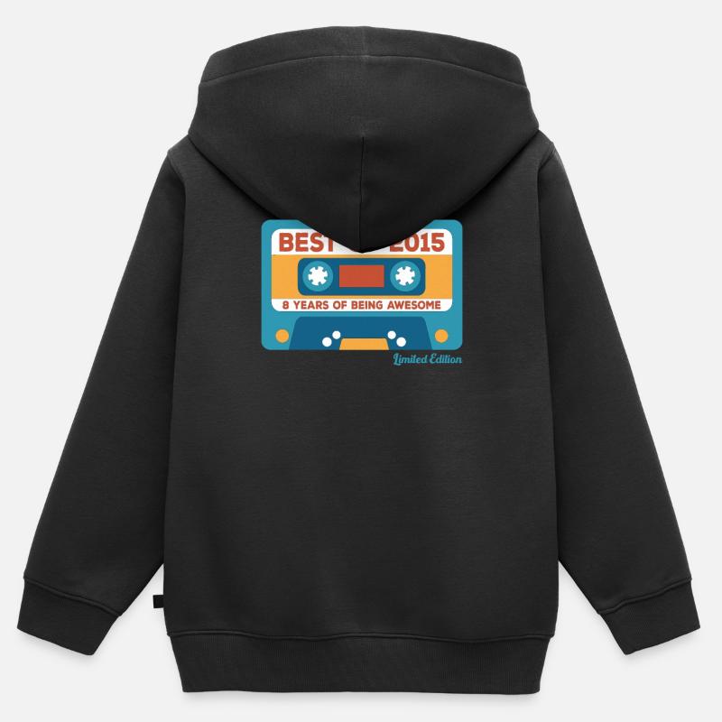 2015 Vintage Vintage Retro Cadeau D’anniversaire - Sweat Premium à capuche zippé enfant bio - noir