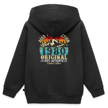 Aged to perfection 1980 Original - Kids Premium Organic Zip-up Hoodie - black - Back - AI Model Kid Male (0cm)