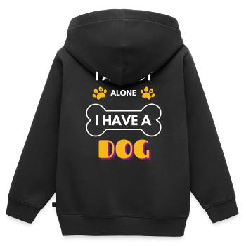 Ich bin nicht allein. Ich habe einen Hund - Kinder Premium Organic Zip Hoodie - Schwarz - Hinten - AI Model Kid Male (0cm)
