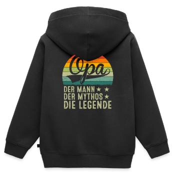 Opa Der Mann Der Mythos Die Legende - Kinder Premium Organic Zip Hoodie - Schwarz - Hinten - AI Model Kid Male (0cm)