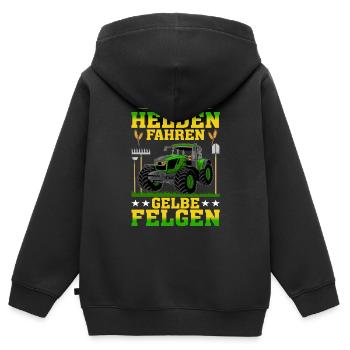 Echte Helden Fahren Gelbe Felgen - Kinder Premium Organic Zip Hoodie - Schwarz - Hinten - AI Model Kid Male (0cm)