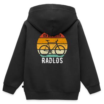 Ich Bin Selten Radlos - Kinder Premium Organic Zip Hoodie - Schwarz - Hinten - AI Model Kid Male (0cm)