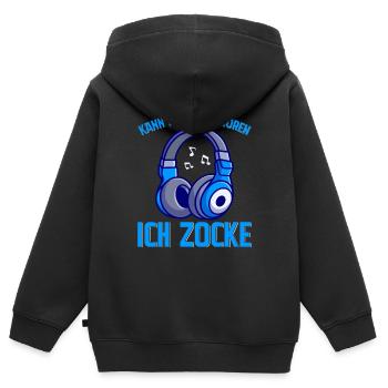 Kann Dich Nicht Hören Ich Zocke - Kinder Premium Organic Zip Hoodie - Schwarz - Hinten - AI Model Kid Male (0cm)