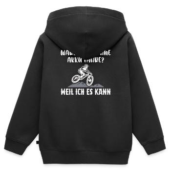 Warum Ich Ohne Akku Fahre Weil Ich Es Kann - Kinder Premium Organic Zip Hoodie - Schwarz - Hinten - AI Model Kid Male (0cm)