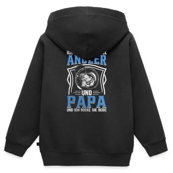 Ich habe zwei Titel Angler Und Papa - Kinder Premium Organic Zip Hoodie - Schwarz - Hinten - AI Model Kid Male (0cm)