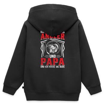 Ich habe zwei Titel Angler Und Papa - Kinder Premium Organic Zip Hoodie - Schwarz - Hinten - AI Model Kid Male (0cm)